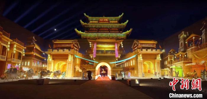 2024年7月15日，甘肅嘉峪關(guān)開(kāi)啟“夜游”模式。圖為夜游燈光劇《天下嘉峪關(guān)》光影效果。(甘肅嘉峪關(guān)關(guān)城景區(qū)供圖)