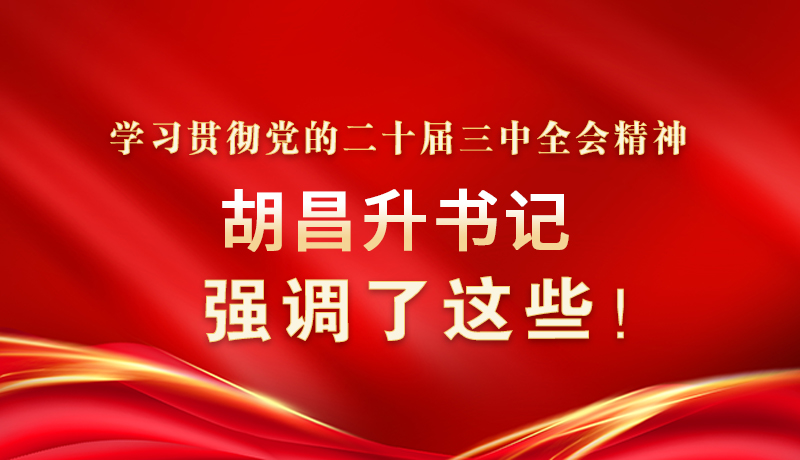 圖解|學習貫徹黨的二十屆三中全會精神 胡昌升書記強調(diào)了這些！