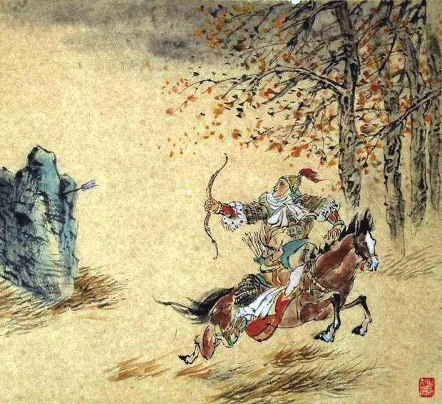 “林暗草驚風(fēng)，將軍夜引弓?！碑?huà)作